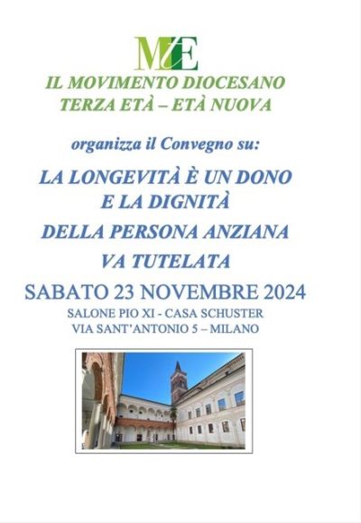 Convegno LA LONGEVITA’ E’ UN DONO E LA DIGNITA’ DELLA PERSONA ANZIANA VA TUTELATA