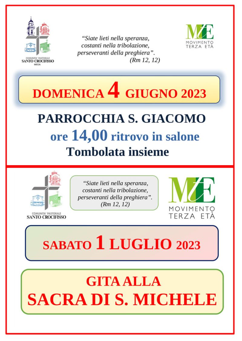 Comunità Pastorale di Meda – Prossimi appuntamenti