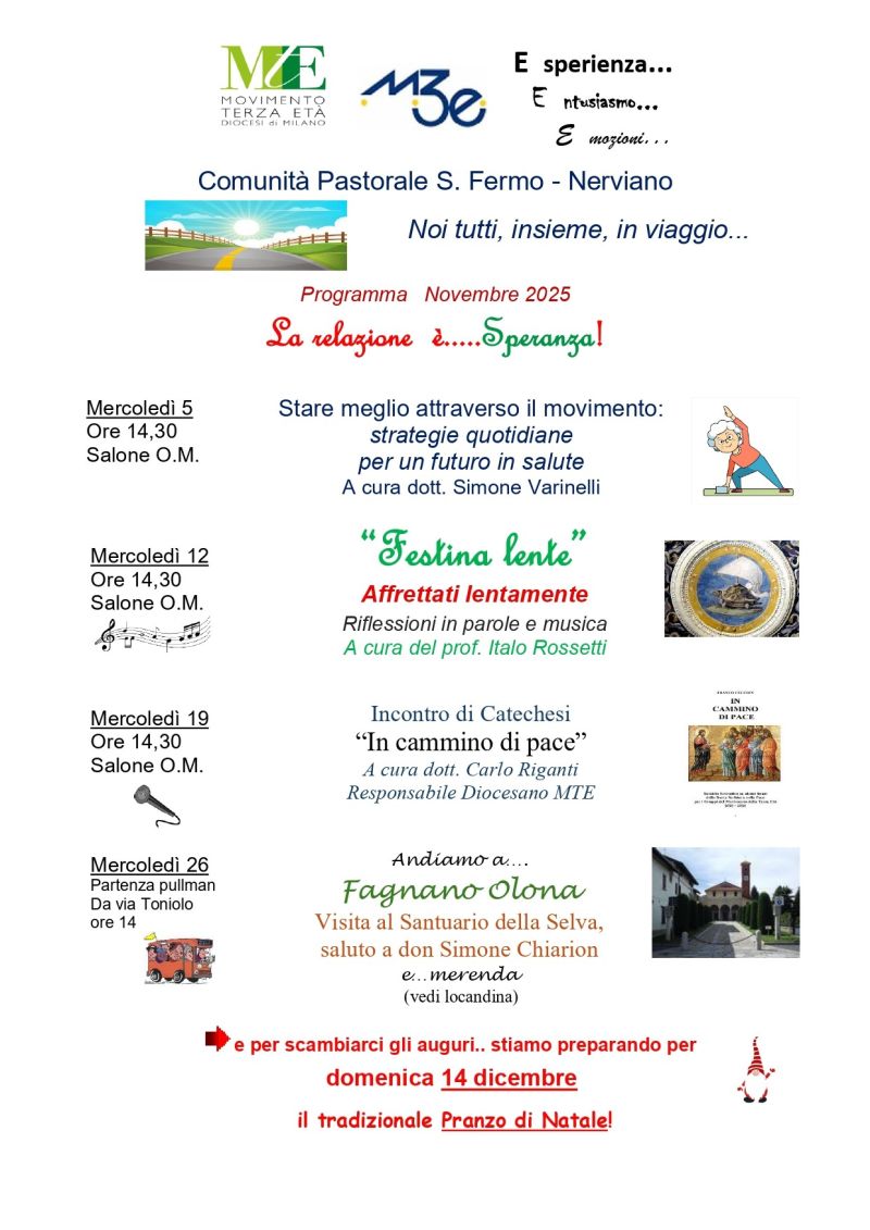 PROGRAMMA PASTORALE MESE DI NOVEMBRE COMUNITA’ SAN FERMO NERVIANO
