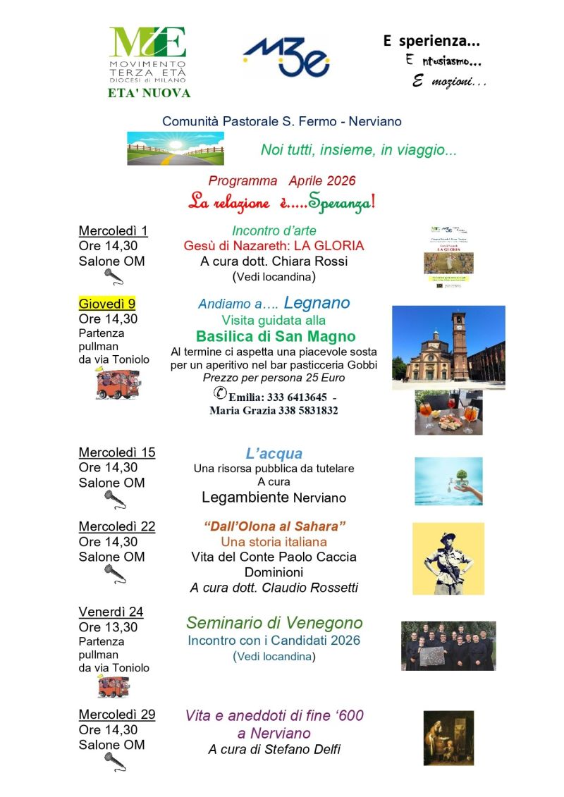 PROGRAMMA DI APRILE COMUNITA’ SAN FERMO NERVIANO