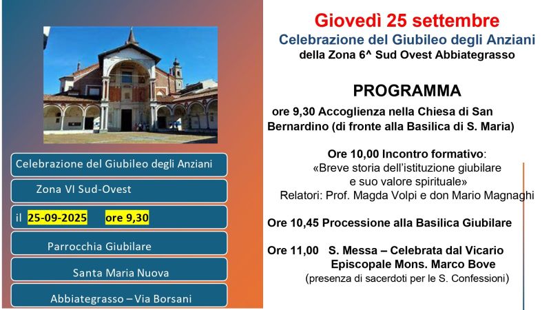 CELEBRAZIONE DEL GIUBILEO DEGLI ANZIANI DELLA ZONA 6 SUD OVEST ABBIATEGRASSO