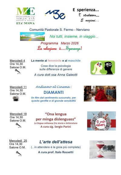PROGRAMMA MARZO COMUNITA’ PASTORALE SAN FERMO NERVIANO