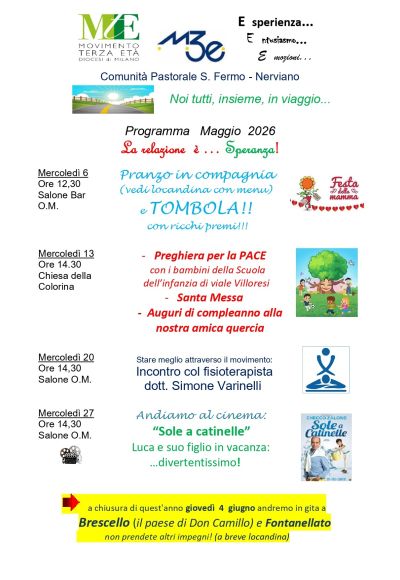 PROGRAMMA DI MAGGIO COMUNITA’ SAN FERMO NERVIANO