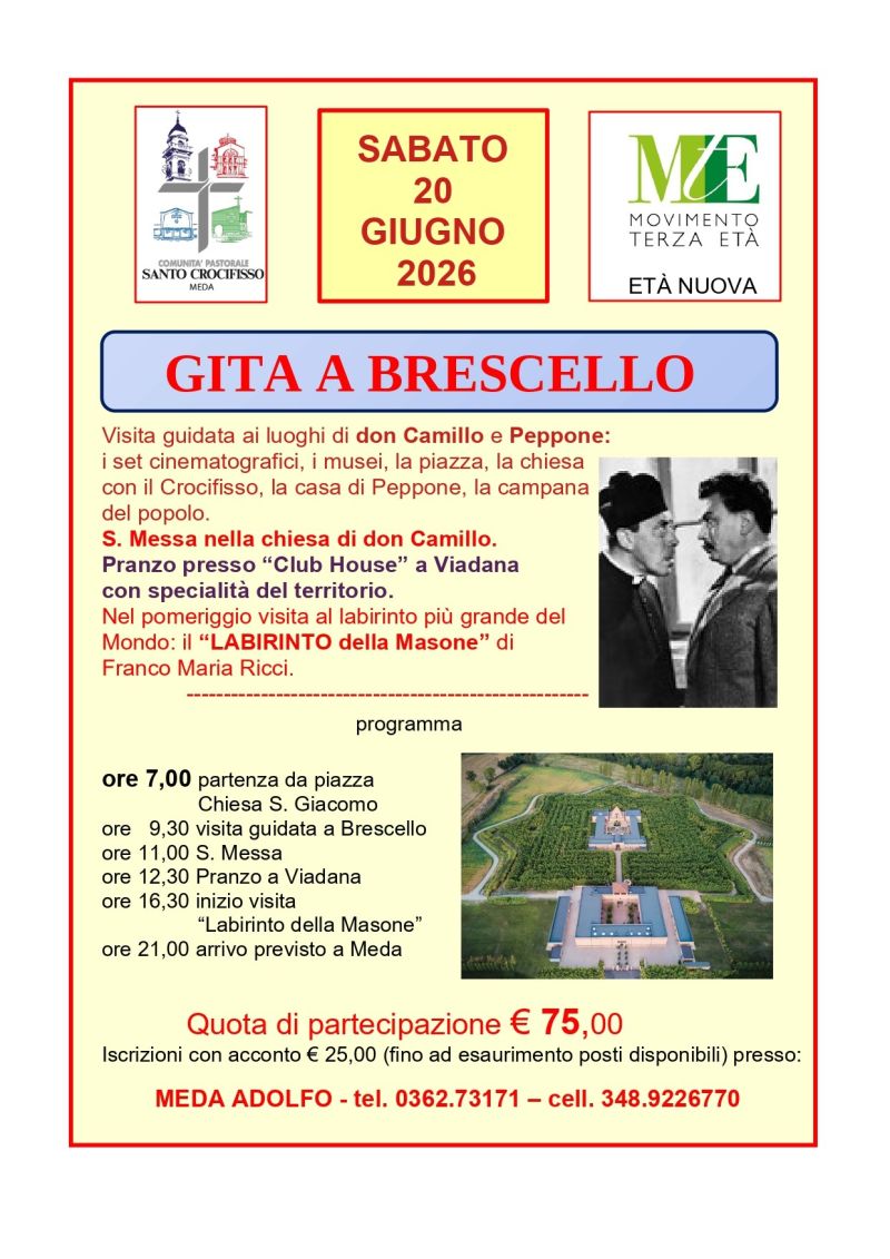 COMUNITA’ PASTORALE SANTO CROCIFISSO MEDA – GITA A BRESCELLO