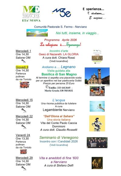PROGRAMMA DI APRILE COMUNITA’ SAN FERMO NERVIANO