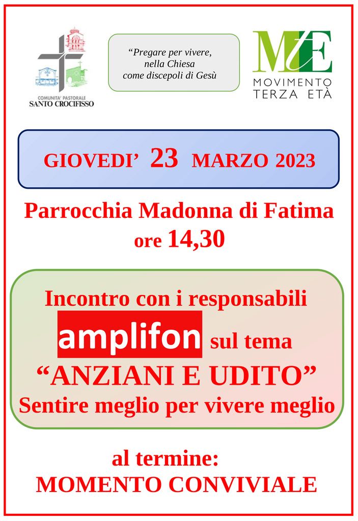 Comunit&agrave; Pastorale di Meda – Incontro Amplifon