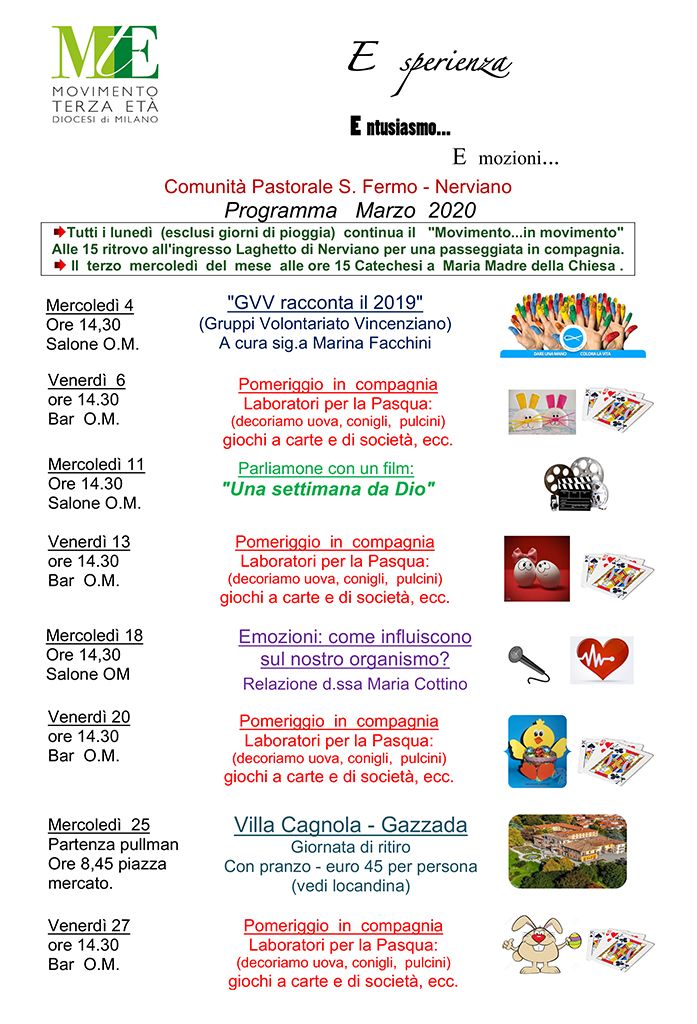 Nerviano – Programma marzo 2020