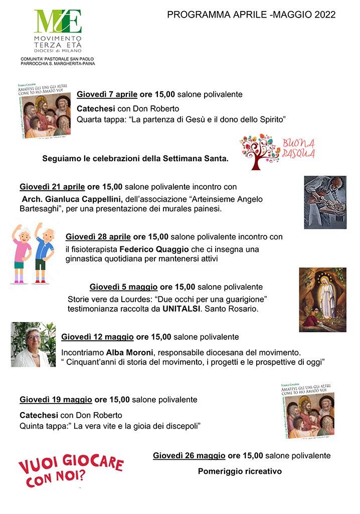 Paina – Programma Aprile/Maggio 2022